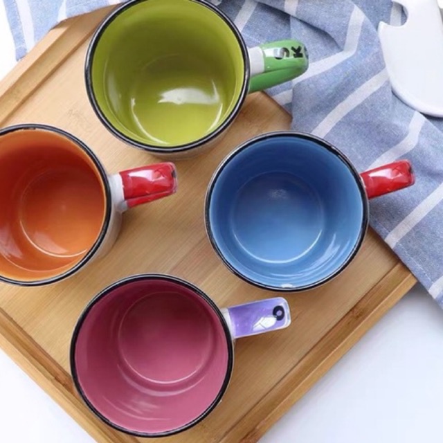 Ly gốm Sứ Họa Tiết Hoạt hình vui tươi màu Pastel