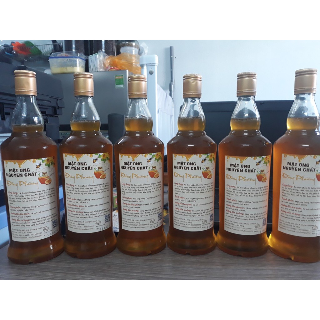 Mật Ong nguyên chất bán theo chai 750ml, đủ tiêu chuẩn mật ong tự nhiên Việt Nam TCVN 12605:2019
