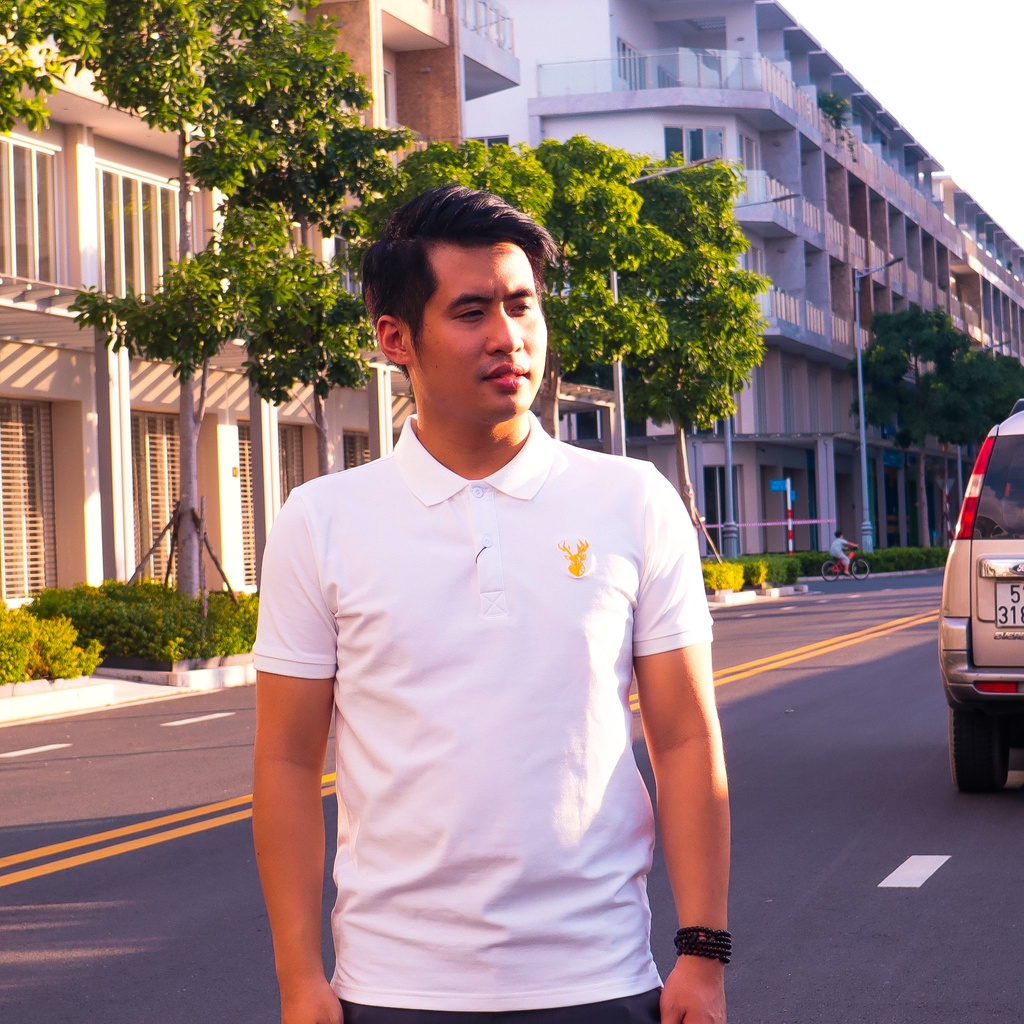 Áo polo nam, thương hiệu CADANO, thêu họa tiết, vải cotton co giãn màu trắng trẻ trung,  dòng Cao Cấp CAD001 | BigBuy360 - bigbuy360.vn