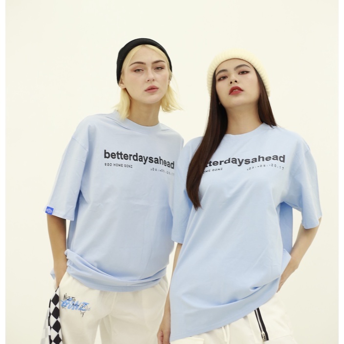 Áo thun form rộng tee betterdaysahead gonz - màu hồng/xanh