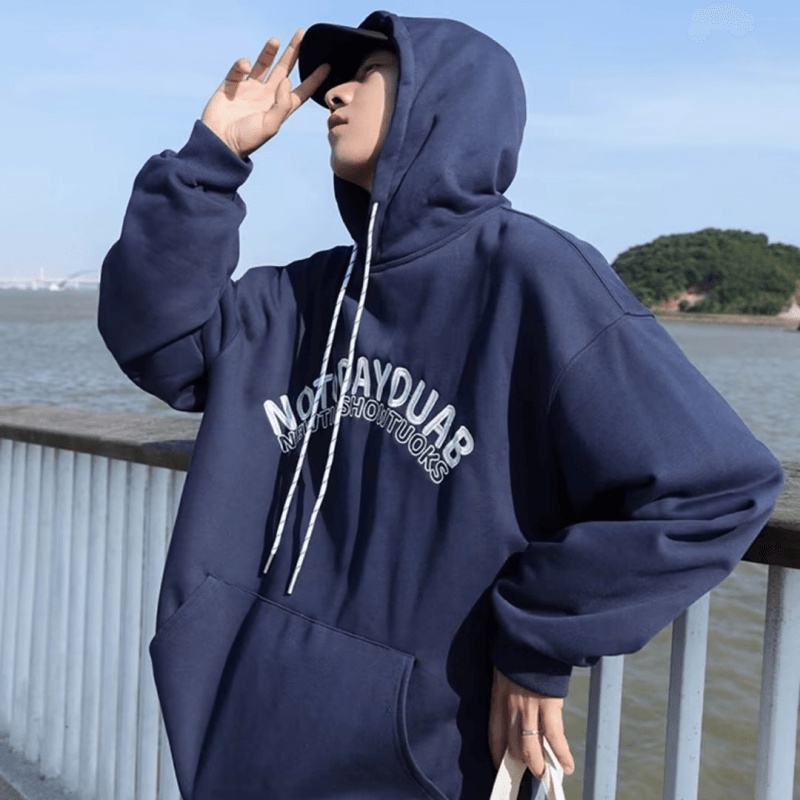 Áo hoodie Thể Thao Dáng Rộng In Chữ Phong Cách Hip Hop Đường Phố Nhật Bản Cá Tính Cho Nam