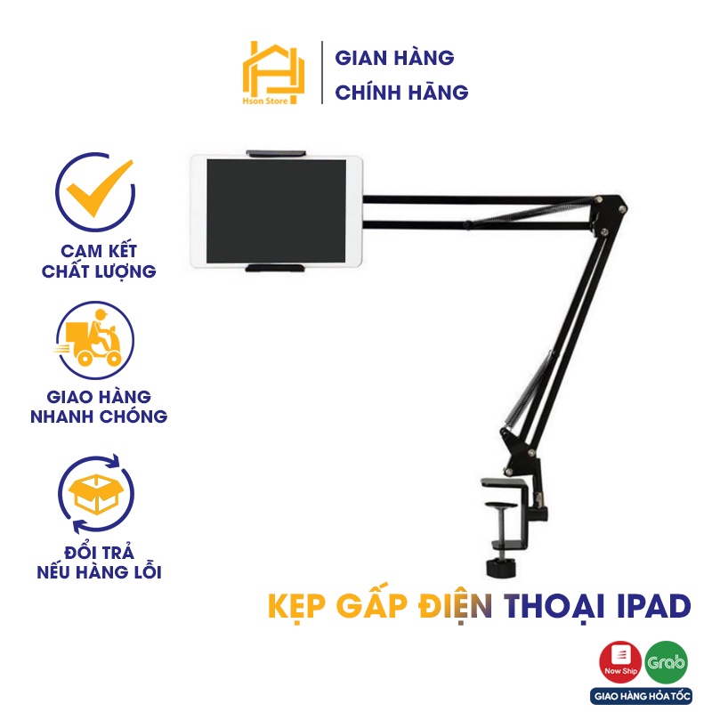 Giá đỡ ipad điện thoại, máy tính bảng, kẹp đầu giường, cạnh bàn đa năng xoay 360 độ điều chỉnh mọi góc độ