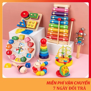 Đồ chơi gỗ thông minh phát triển tư duy cho bé - Combo đồ chơi gỗ phát triển trí tuệ 6 món cho bé