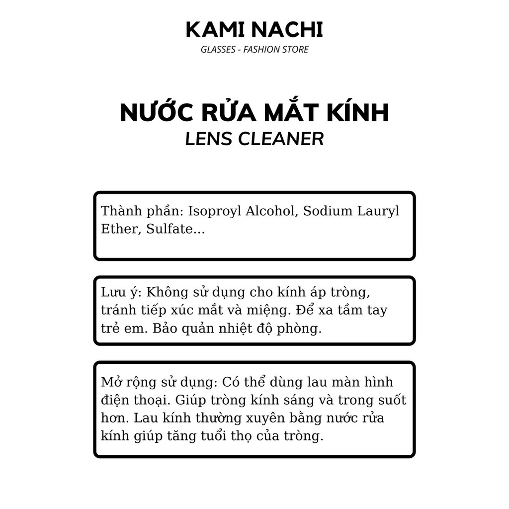 Nước xịt rửa mắt kính chuyên dụng Kami Nachi 50ml