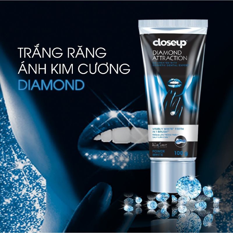 Kem đánh răng dạng GEL Closeup White Attraction Diamond 100g (Không vỏ)