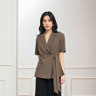Áo vest blazer nữ Harmony MAIIMER buộc đai tay cộc