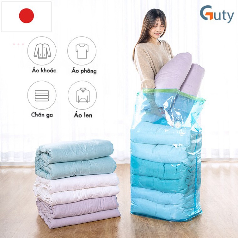 Bộ túi hút chân không Kitai đựng quần áo, chăn màn, mền gối của Nhật Bản cho gia đình, du lịch