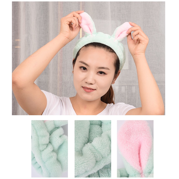 Băng đô tuaban rửa mặt tai thỏ tai mèo vải nhung 3D 1655 Bờm tóc sport