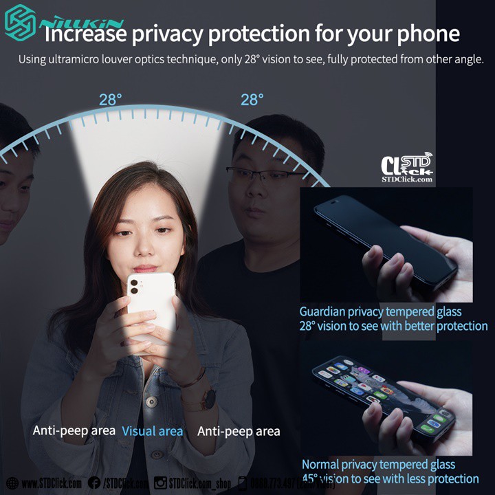 KÍNH CƯỜNG LỰC IPHONE 12 PRO MAX NILLKIN GUARDIAN CHỐNG NHÌN TRỘM CHÍNH HÃNG