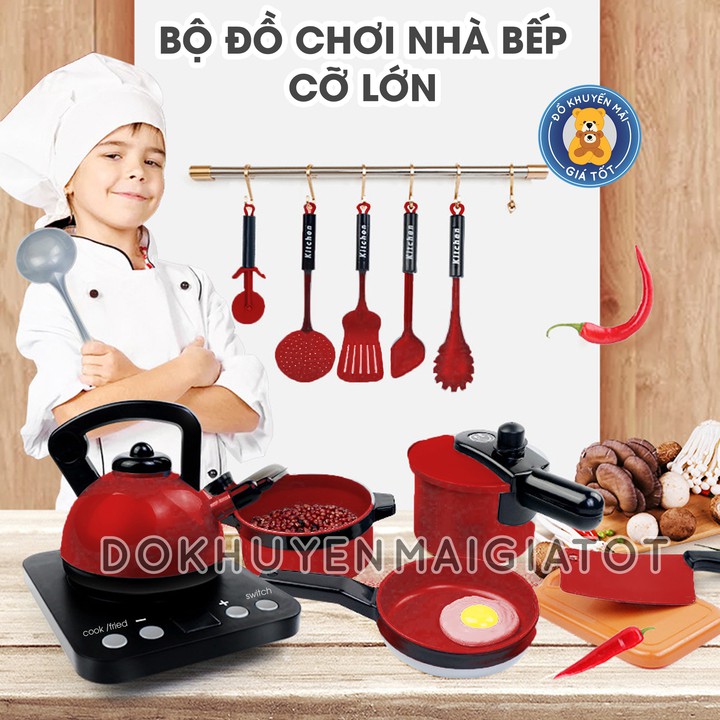 Bộ đồ chơi nhà bếp nấu ăn 36 chi tiết dùng pin cho bé gái (cỡ lớn) - Thị trấn đồ chơi