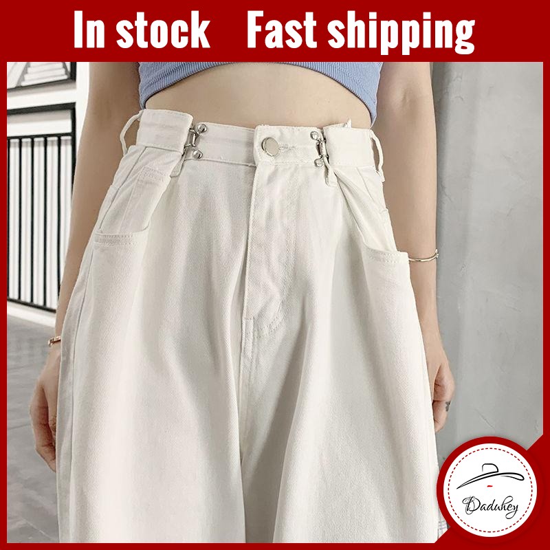 DaDuHey💕 Wide Leg Jeans Women's New High Waist Straight Loose Slim Drape Xuan Ya Mop Jeans Ajustable Waist Ins Women's Fashion Jeans