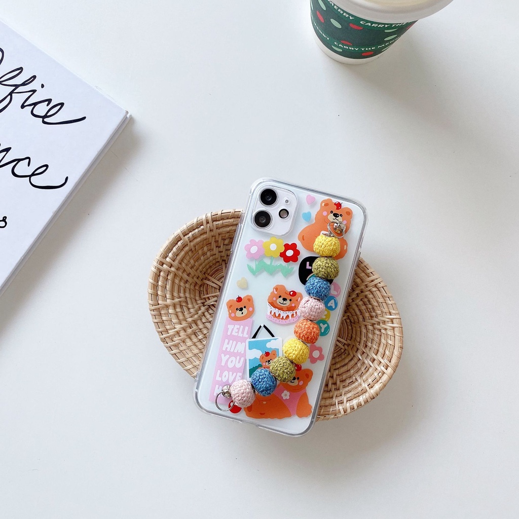 Ốp Điện Thoại Họa Tiết Graffiti Gắn Dây Đeo Cổ Tay Dễ Thương Cho iphone8plus/7/xr 12promax x