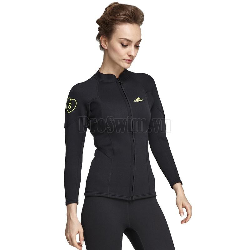 Áo Bơi Giữ Nhiệt Kéo Khoá Wetsuit Nữ 951 Đen Dày 2mm | BigBuy360 - bigbuy360.vn