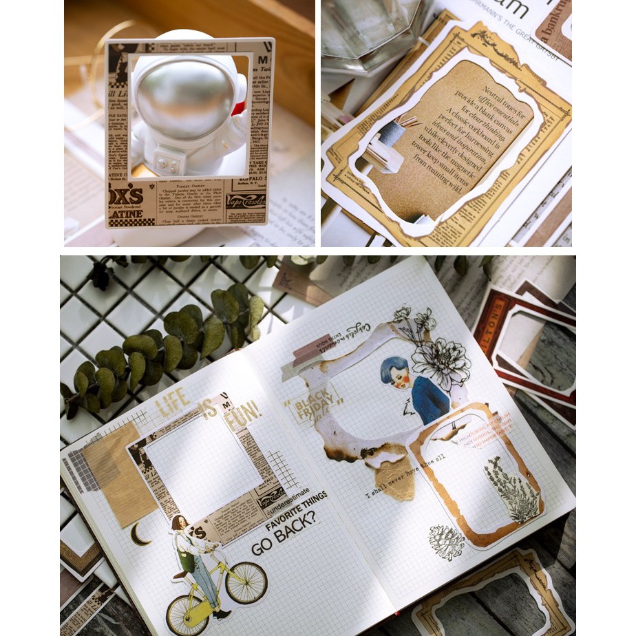 Set sticker khung ảnh retro trang trí planner