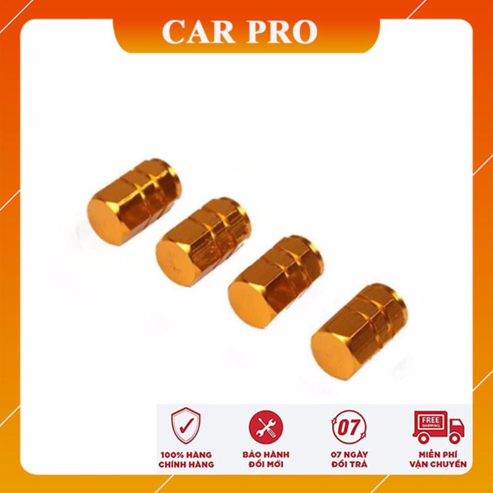 Bộ 04 ốc - nắp chụp trang trí đầu van, vòi bơm hơi bánh xe, lốp xe ô tô, xe máy, xe hơi, xe máy