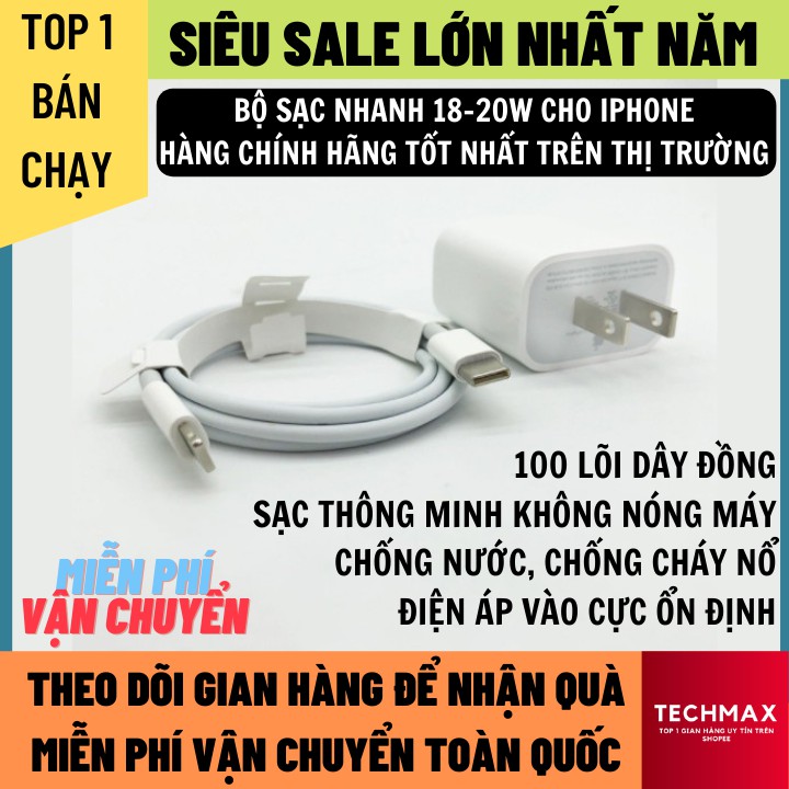 Bộ Sạc Nhanh Iphone 18-20W Sử Dụng Cho Mọi Dòng Iphone Bảo Hành 12 Tháng