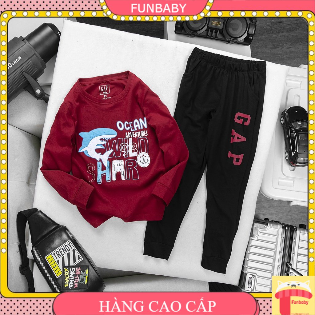 Đồ bộ cotton cho bé trai size đại 6-14 tuổi hãng GAP Việt Nam xuất khẩu. Bộ dài tay trẻ em vải co giãn không bai xù