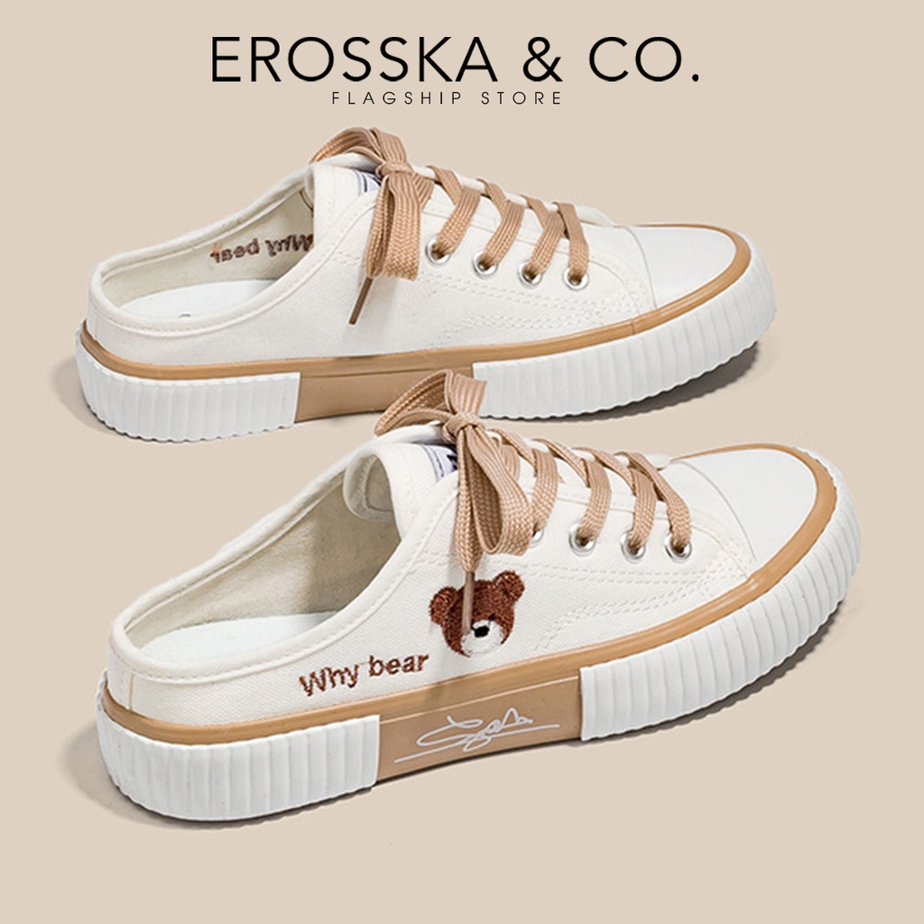 Erosska - Giày sục thể thao đi học phong cách cá tính năng động màu đen - GS006