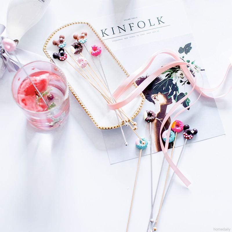 Cây khuấy đồ uống bằng thép không gỉ hình bánh donut độc đáo dùng trang trí