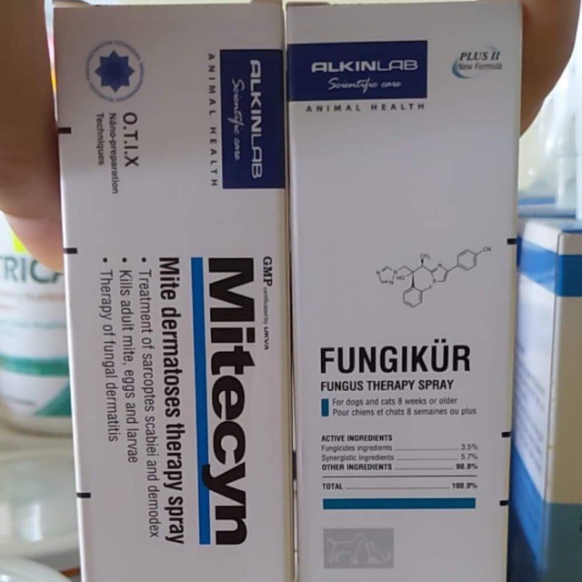 Thuốc xịt viêm da Mitecyn Thuốc trị nấm rận FUNGIKUR cho Chó Mèo