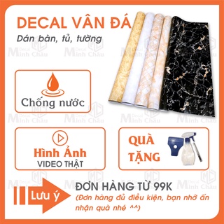 Decal dán bếp - Giấy dán tường giả vân đá 3D Minh châu decal