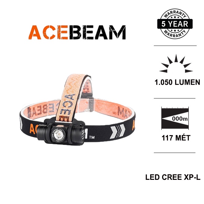 Đèn pin đội đầu ACEBEAM H40 độ sáng 1050lm chiếu xa 102m siêu nhỏ pin 14500 AA (không kèm) Đèn &amp; Đèn pin