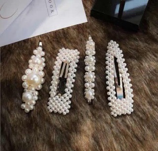 Kẹp tóc mái ngọc trai nhựa