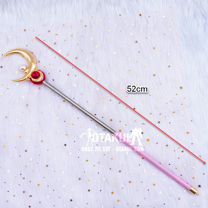 (Dài 52cm) Gậy Kim Loại Thủy Thủ Mặt Trăng Hồng - Sailor Moon