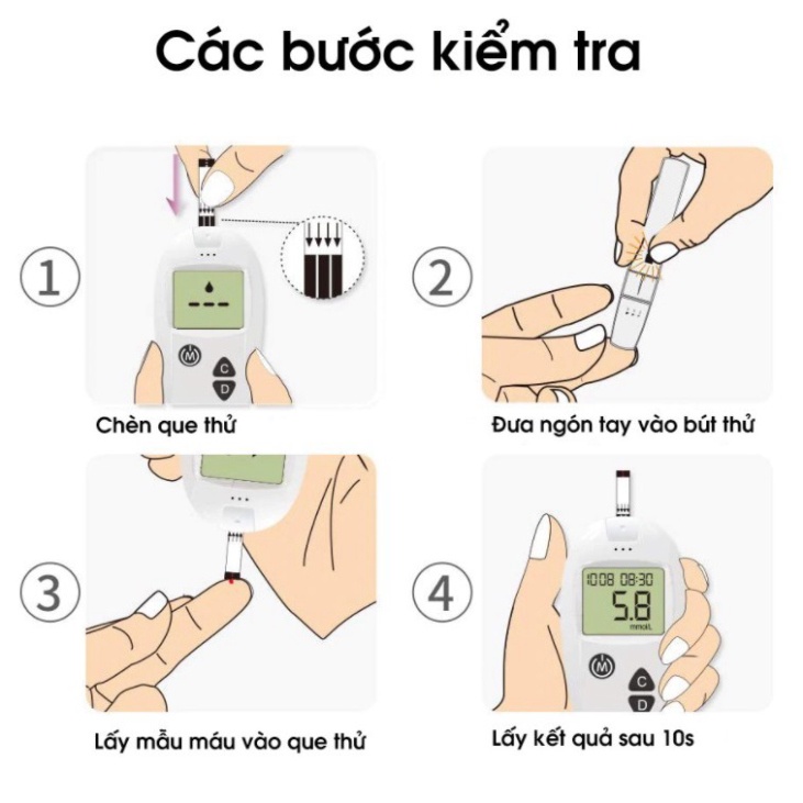 [SIEU SALE] * Máy Đo Đường Huyết Safe - Accu Chính Hãng SINOCARE Giá Rẻ Tặng Kèm 50 Kim Que Thử + 50 Kim