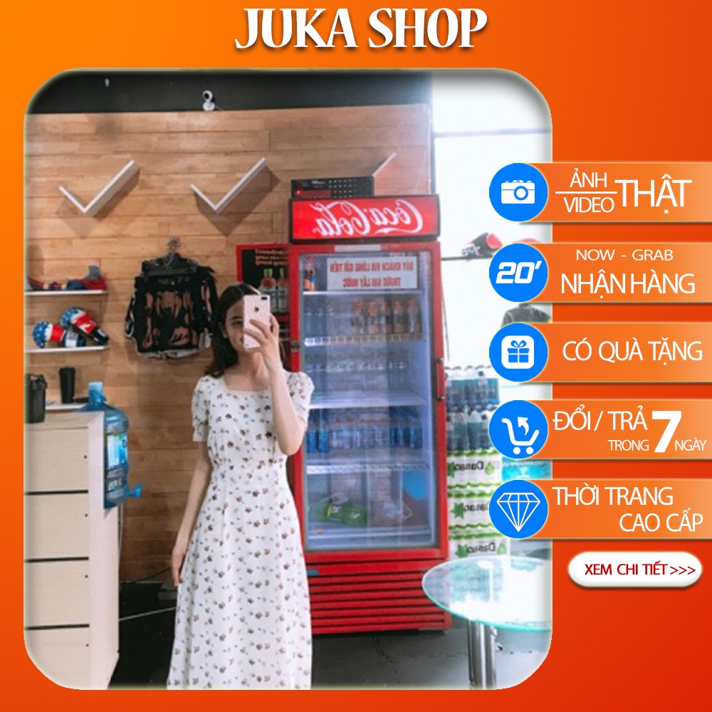 Đầm Nữ Tiểu Thư Xinh - váy vintage cổ vuông viền ren Juka Shop
