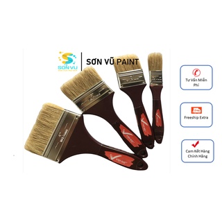  Combo 6 cây - Cọ quét sơn Việt Mỹ cán nâu   1in 2in 3in 4inch   - Lông mịn - dễ thi công 