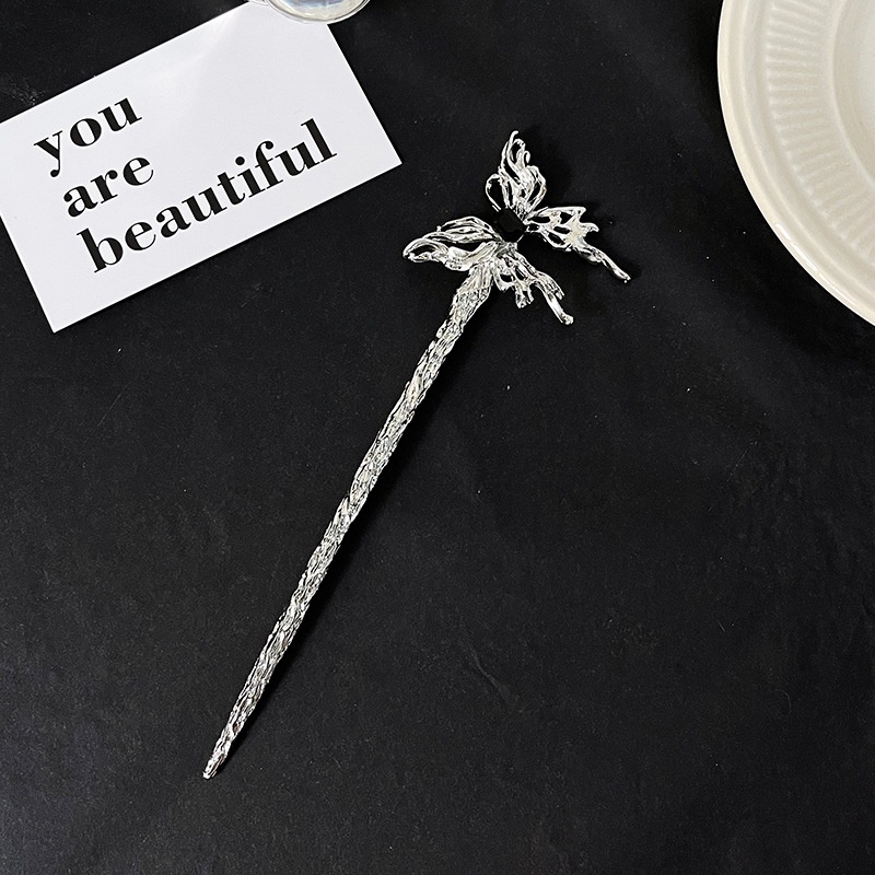 Kẹp Tóc Kim Loại Đính Đá Mặt Trăng Hình Bướm Phong Cách Trung Hoa