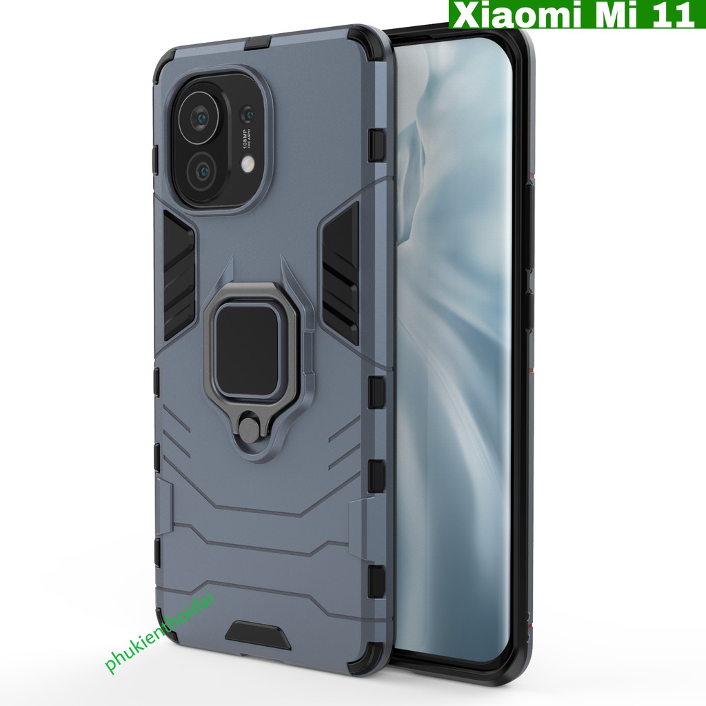 Ốp lưng IRON MAN IRING Xiaomi Mi 11 / Mi 11 5G chống sốc cao cấp giá đỡ xem phim mặt lưng