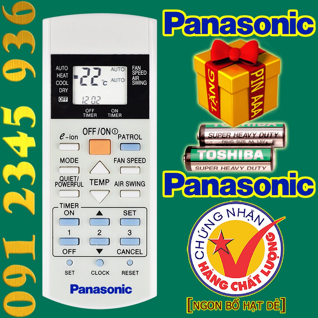 Điều khiển Panasonic "HÀNG ĐẸP" cho điều hòa "e-ion" + 1 chiều và 2 chiều.