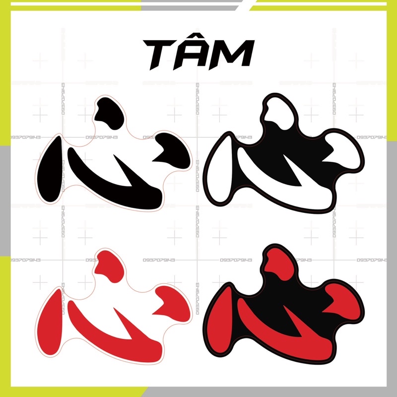 LOGO STICKER chữ tàu dán đầu xe size cao 7 đến 8cm