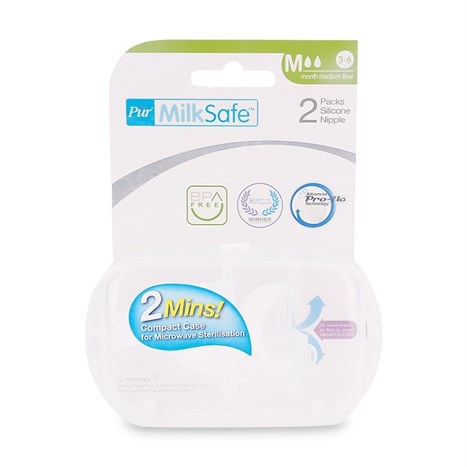 Núm ti cổ rộng Pur Milk Safe M 2 cái