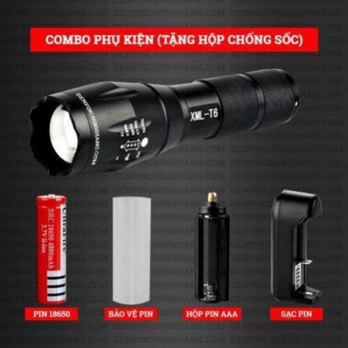 Đèn pin siêu sáng bóng led xml t6 police bin mini cầm tay chống nước tự vệ chuyên dụng [ full box ]