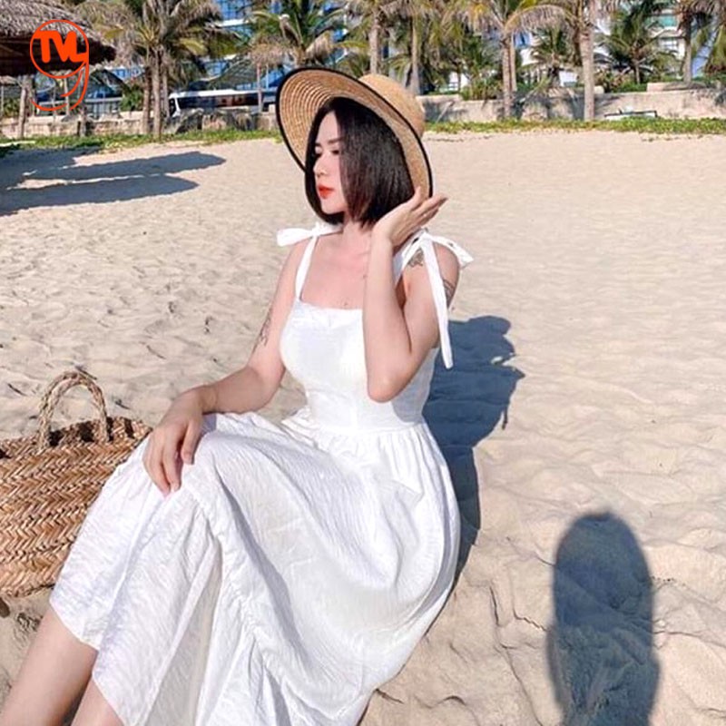 Đầm babydoll trắng TVL1999, đầm hai dây dáng xòe trắng trơn chất liệu cao cấp mềm mại mát mẻ thời trang mùa hè cho nữ | BigBuy360 - bigbuy360.vn