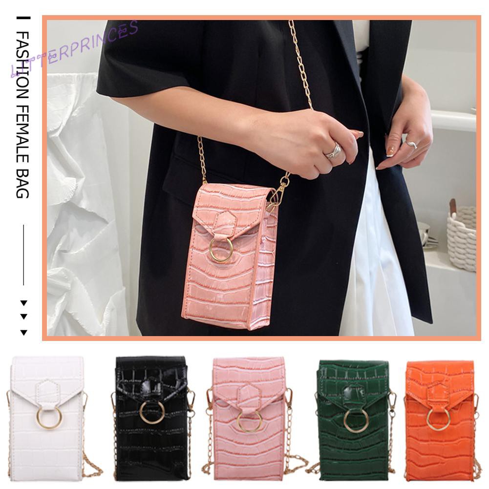 Litterprinces Fashion Women PU Stone Pattern Crossbody Bag Casual Chain Mini Flap Purse