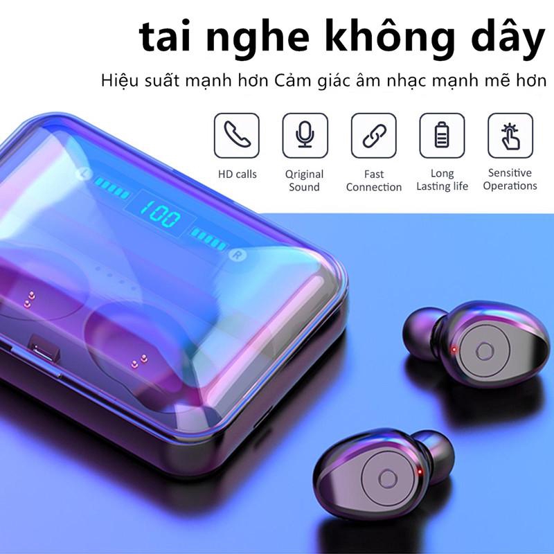 Tai nghe TWS True Wireless Bluetooth 5.0 giảm tiếng ồn với bộ sạc nguồn hộp sạc