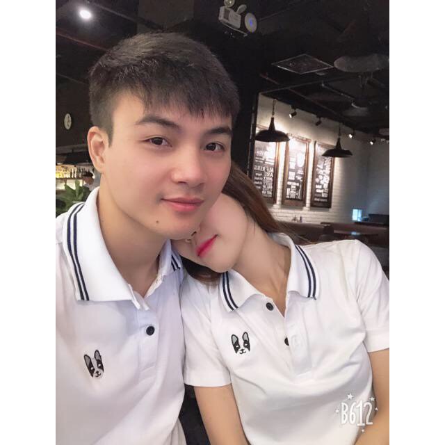 Áo đôi 💝FREESHIP💝 Áo váy thun cặp có cổ màu trắng COUPLE AVG23 (có ảnh thật)