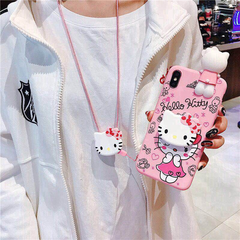 Ốp Lưng Điện Thoại Có Giá Đỡ Hình Hello Kitty Cho Oppo A31 A5 2020 A9 A2020 A31 A91 A95 A1K A3S A5S A12 A7 F1S F3 Plus F9 F11 Pro F3 F5 F7