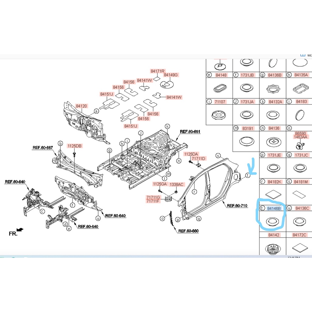 Nút bịt sàn xe Hyundai i10 - giá bán 1 cái  - Mã số: 841464N000