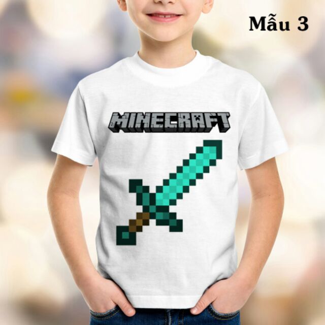 (Nhiều mẫu) Áo Thun Trẻ Em In Hình Games Minecraft Vải Thái S079