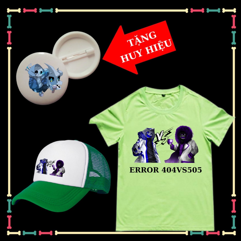 Áo thun trẻ em mẫu Error 404vs505 siêu ngầu, tay ngắn, đủ size áo từ 10kg đến 90kg, kèm mũ lưỡi trai, kèm huy hiệu