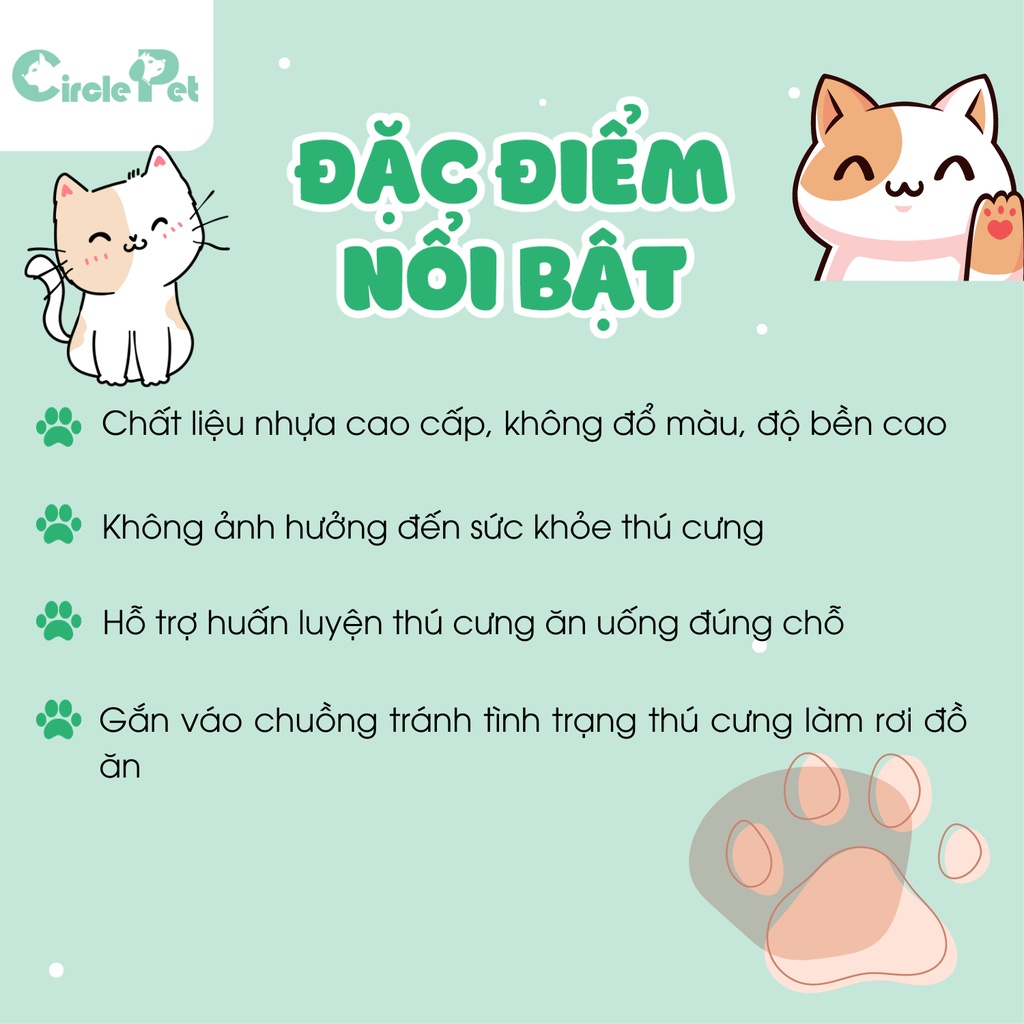 Bát Ăn Đôi Pian Pian Cao Cắp Nhiều Màu Sắc Có thể Gắn Chuồn Dành Cho Mèo -Cirlce Pet