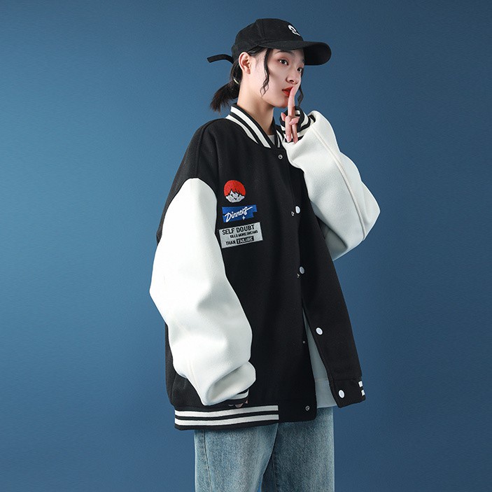 Áo khoác bomber nỉ unisex form rộng in hình mặt người AKN26 LECHAU hottrend nam nữ giá rẻ dành cho sinh viên học sinh
