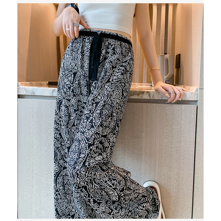 Quần chiffon Ống Rộng Lưng Cao Thời Trang Hàn Quốc Cho Nữ