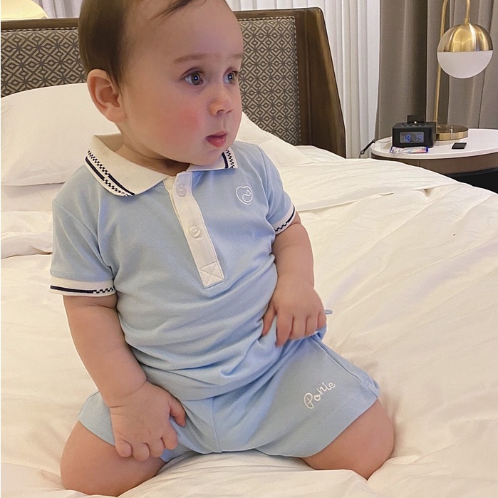 Bộ polo cộc tay bé trai, bé gái vải sợi tre BU Baby