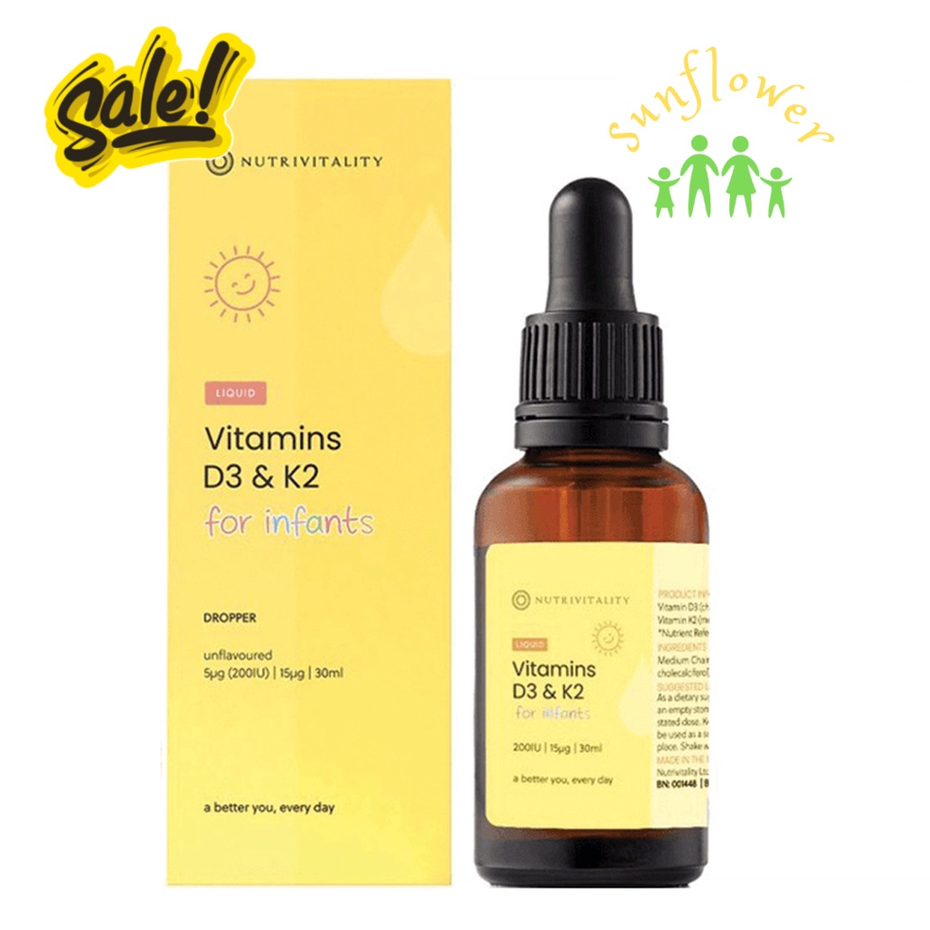 Vitamin D3 K2 MK7 nutrivitality 15mg 30ml tăng chiều cao cho bé của Anh Quốc